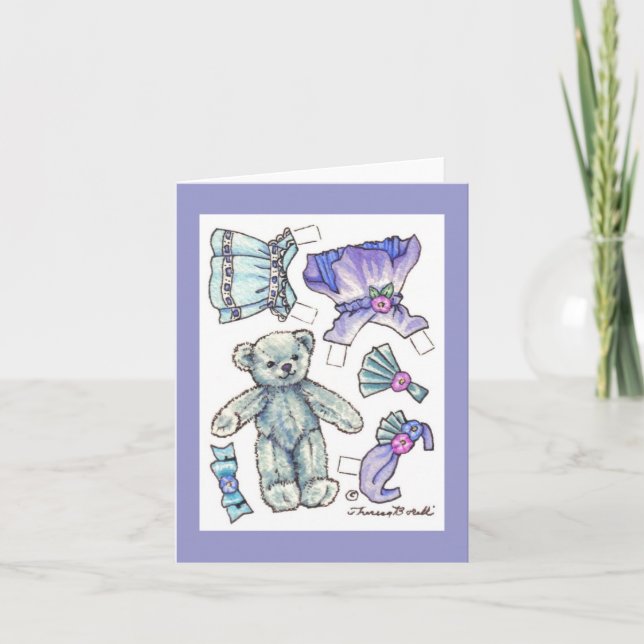 Paper Doll Teddy Blank Note Card (Front)