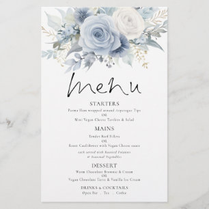 PAPER Dusty Blue Florals Wedding Menu