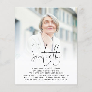 PAPER   Elegant Script Photo 60th Birthday Invite