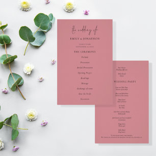 PAPER   Elegant Text Dusty Rose Wedding Program