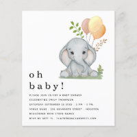 PAPER Elephant Gender Neutral Baby Shower Invite