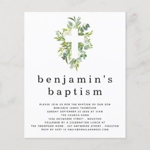 PAPER   Eucalyptus Cross Baptism Invitation