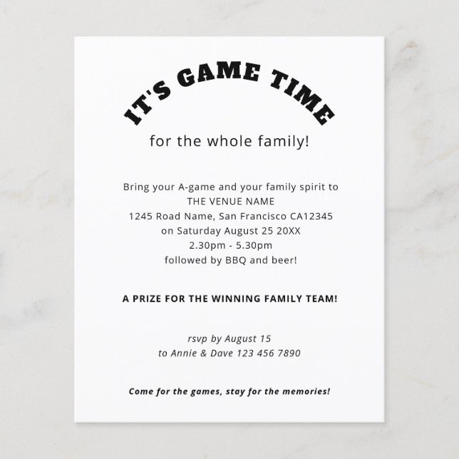PAPER Family Games Day Slogan Black White (Front)