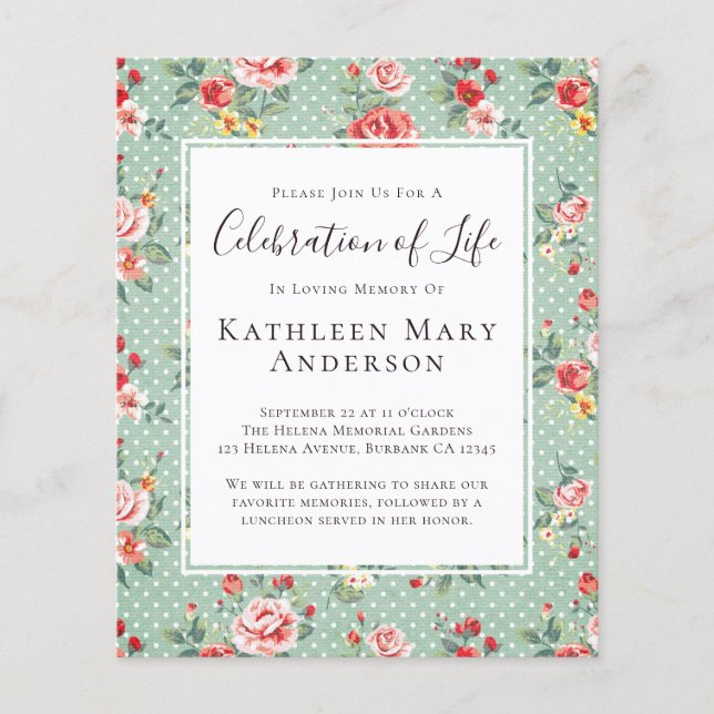 PAPER Floral Celebration of Life Invitation (Front)