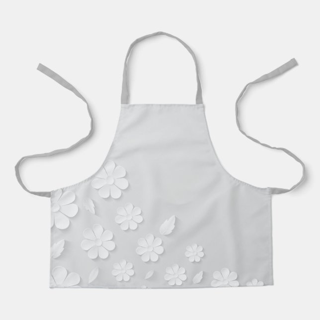 paper-flower-background-white apron (Front)