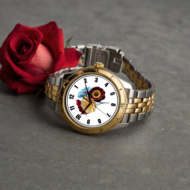 Paper Flower Bouquet with Black & White  Watch (Creator Uploaded)