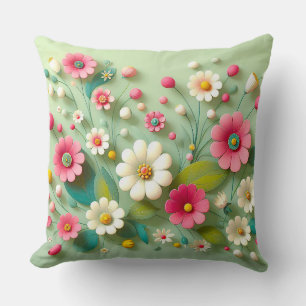 Paper Flowers Throw Pillow