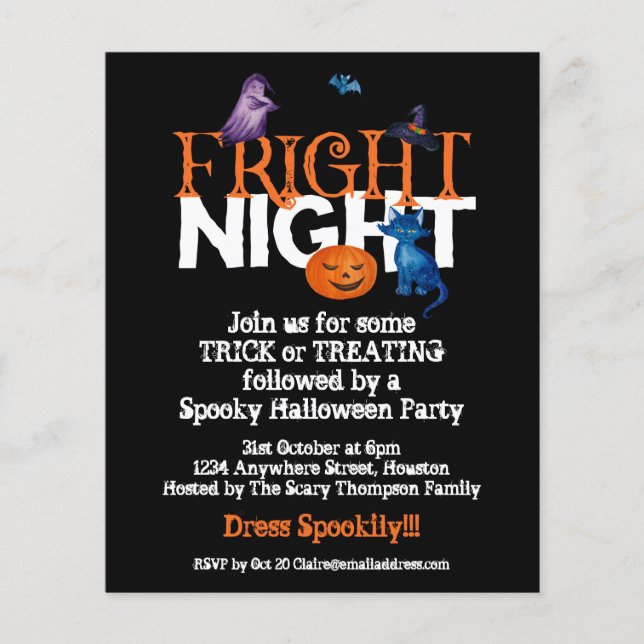 PAPER | Fright Night Halloween Party Black Invite (Front)
