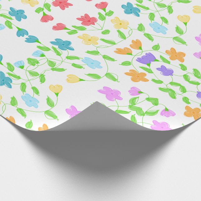 Paper Gift Wrap With Delicate Floral Pattern (Corner)