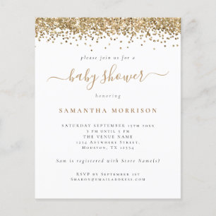 PAPER Gold Glitter Girl or Boy Baby Shower Invite