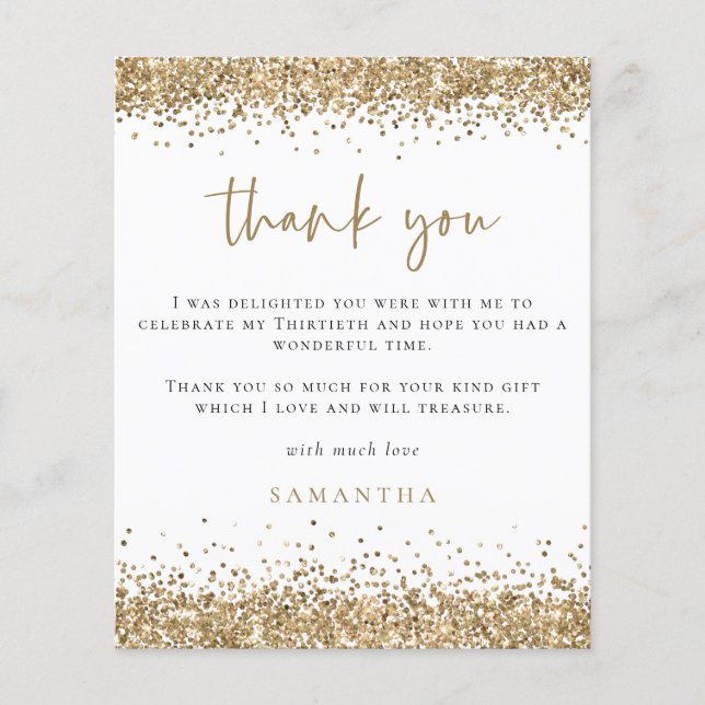 PAPER | Gold Glitter Photo Thirtieth Thank You (Front)
