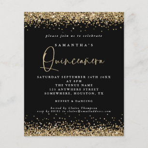 PAPER Gold Glitter Quinceañera 15th Party Black