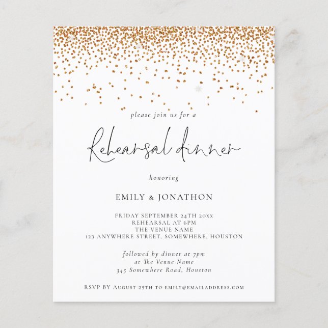PAPER | Gold Glitter Wedding Rehearsal Dinner (Front)