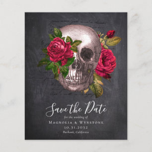 PAPER Gothic Save the Date   Slate Skull Roses