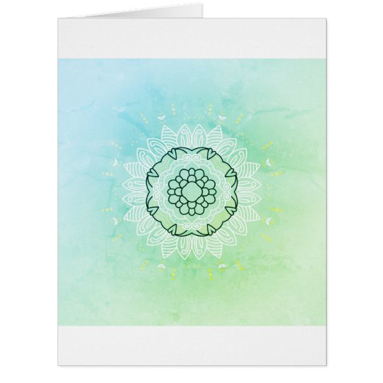 Paper greeting with Mandala art / green Card