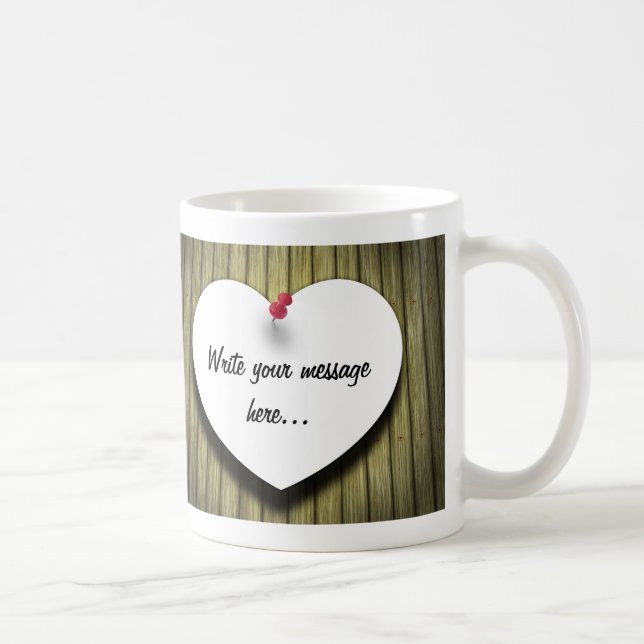 Paper Heart Handwritten Script Rustic Coffee Mug (Right)