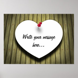Paper Heart Handwritten Script Rustic Poster