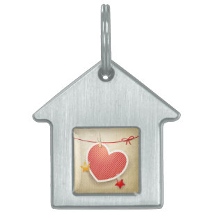Paper heart pet tag