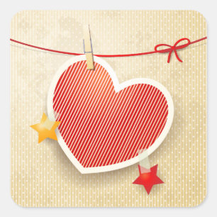 Paper heart square sticker
