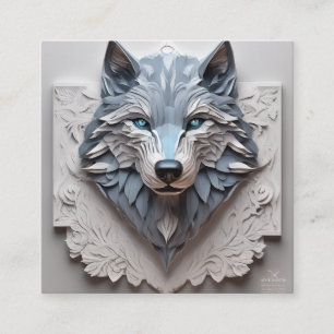 Paper is a 3D volume carving of a wolf's head. The Square Business Card