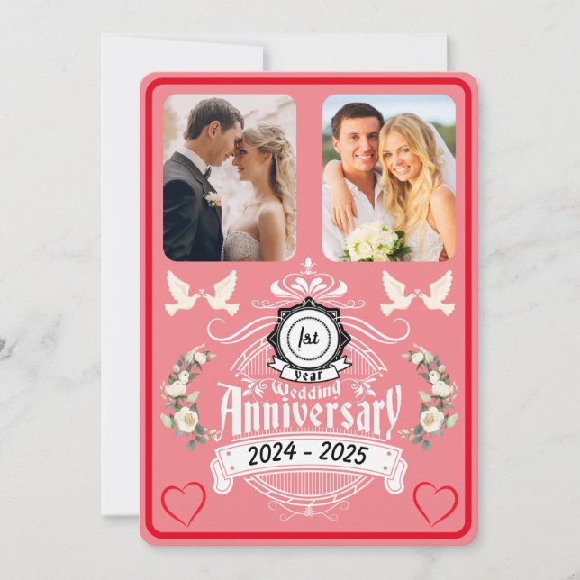 Paper Jubilee 2 Photo 1st Anniversary Invitation (Front)