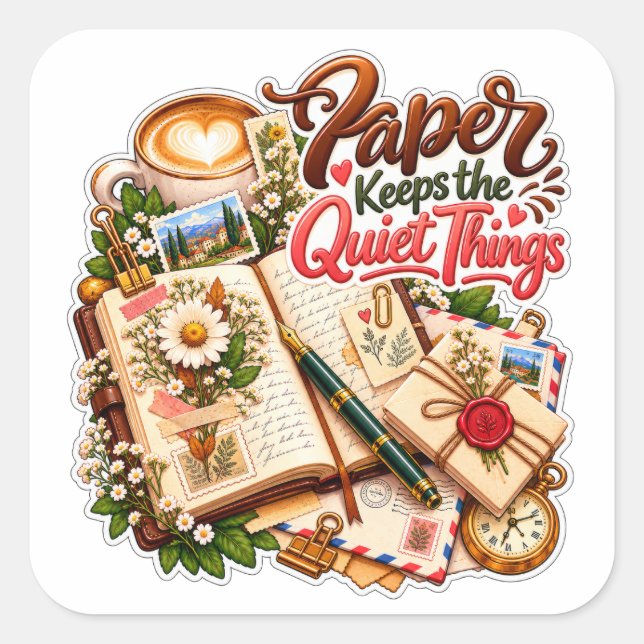 Paper Keeps the Quiet Things Square Sticker (Front)