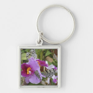 Paper Kite Butterflies (Idea leuconoe) on Keychain