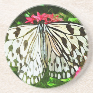 Paper Kite Butterfly Abstract Impressionism Coaster