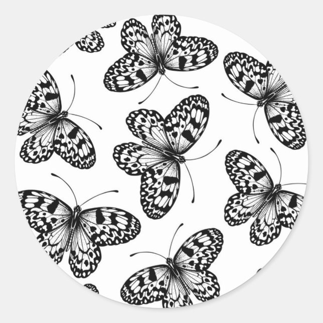 Paper kite butterfly pattern classic round sticker (Front)