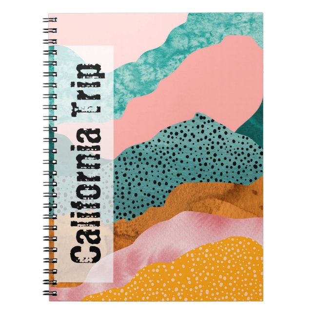 Paper landscape, ripped, torn edges, greens, rust, notebook (Front)