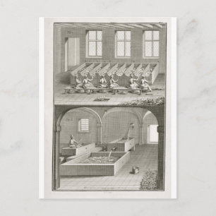 Paper making, from the 'Encyclopedie des Sciences Postcard