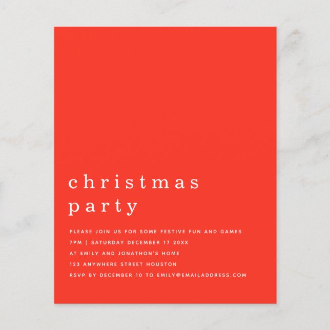 PAPER | Minimal Red White Christmas Party Invite (Front)