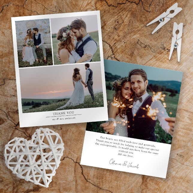 Paper Minimalist 4 Photo Wedding Thank You (Creator Uploaded)