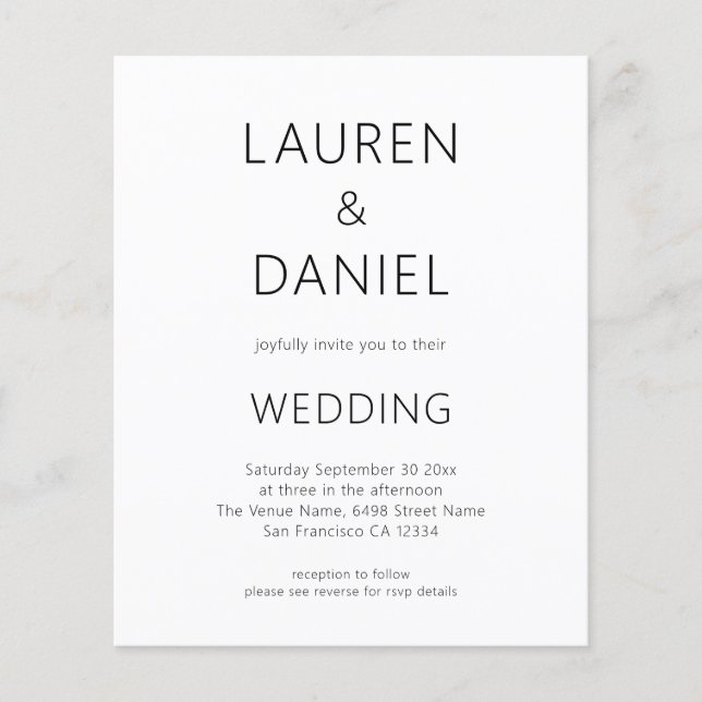 PAPER Minimalist Text QR Code Black White Wedding (Front)