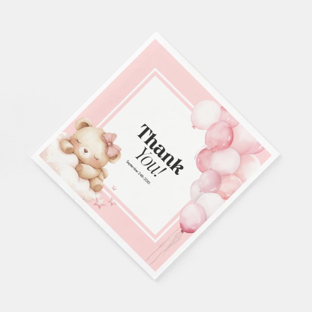 Paper Napkin Baby Shower Pink Girl (Corner)