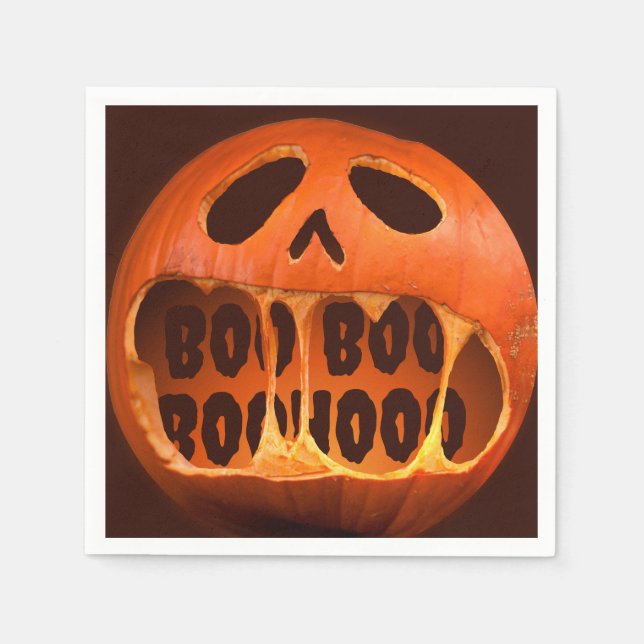 Paper Napkin Halloween party scream pumpkin (Front)