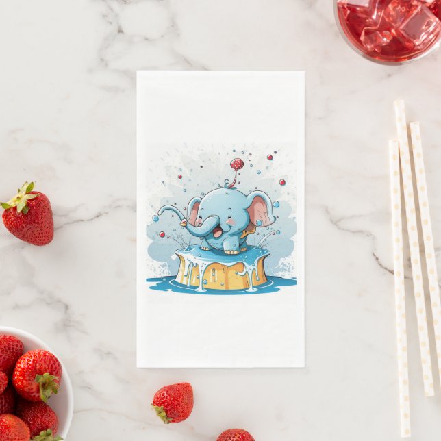 Paper Napkin Happy Baby Blue Elephant  (Insitu)