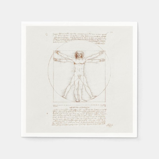 PAPER NAPKIN : LEONARDO DA VINCI : VITRUVIAN MAN (Front)