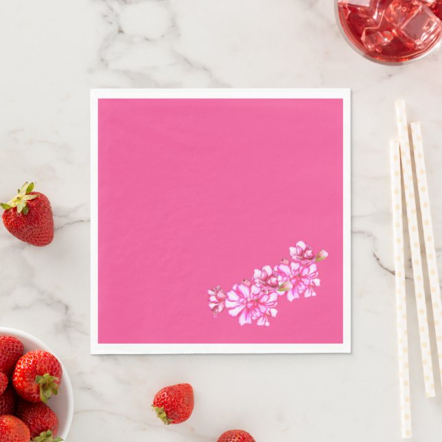 Paper Napkin - Pink Stripped Geraniums (Insitu)