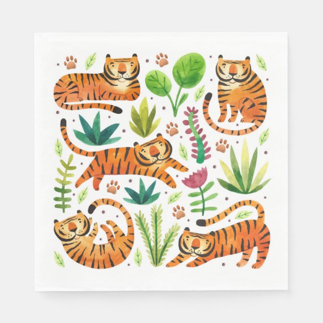 PAPER NAPKIN : PLAYING TIGERS (Front)