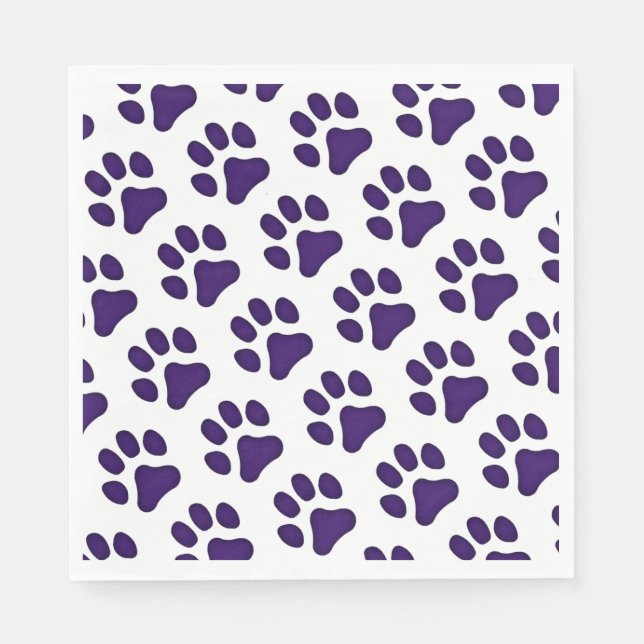Paper Napkin Purple Paw Prints (Front)