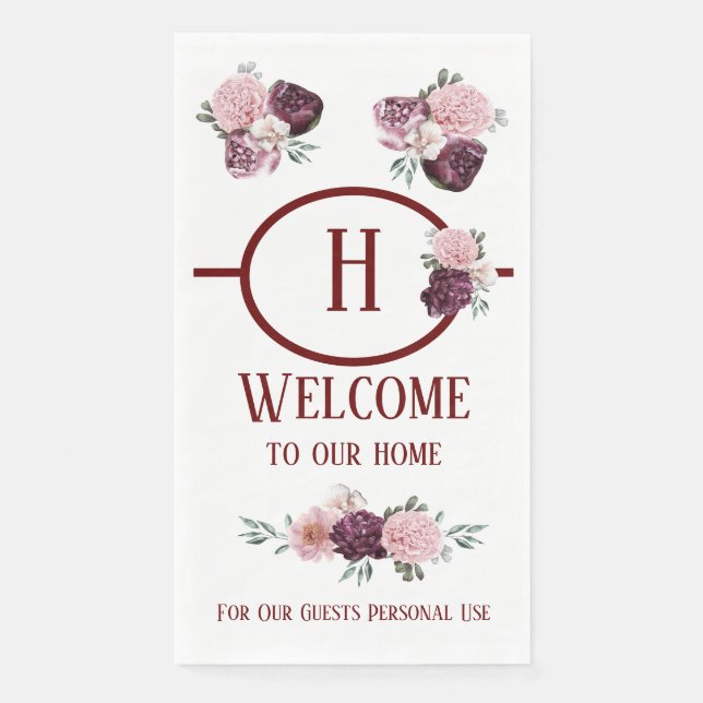 Paper Napkin Qty 50 Paper Hand Towels Peonies (Front)