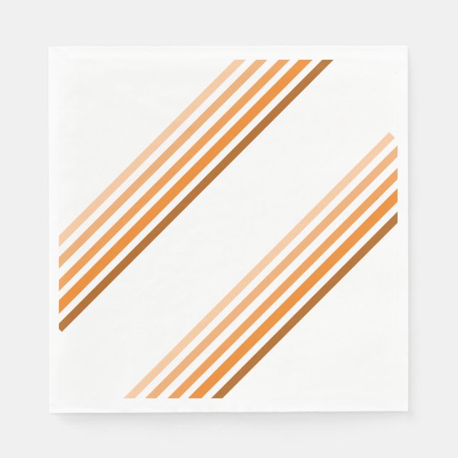 Paper Napkin - Shades of Orange Diagonal Stripes (Front)