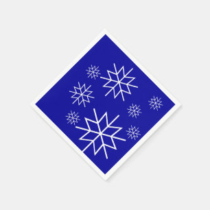 Paper Napkin - Snowflakes - White on Blue