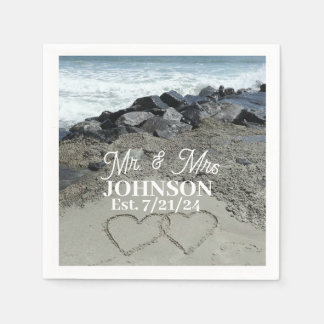 Paper Napkin - Two Hearts In The Sand