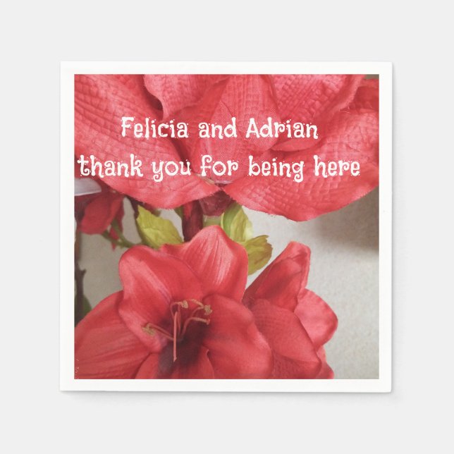 paper napkin wedding amaryllis red (Front)