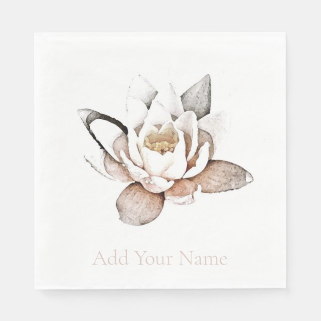 PAPER NAPKIN : WHITE LOTUS + CUSTOMISABLE (Front)