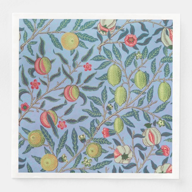 PAPER NAPKIN : WILLIAM MORRIS : BLUE POMEGRANATES (Front)