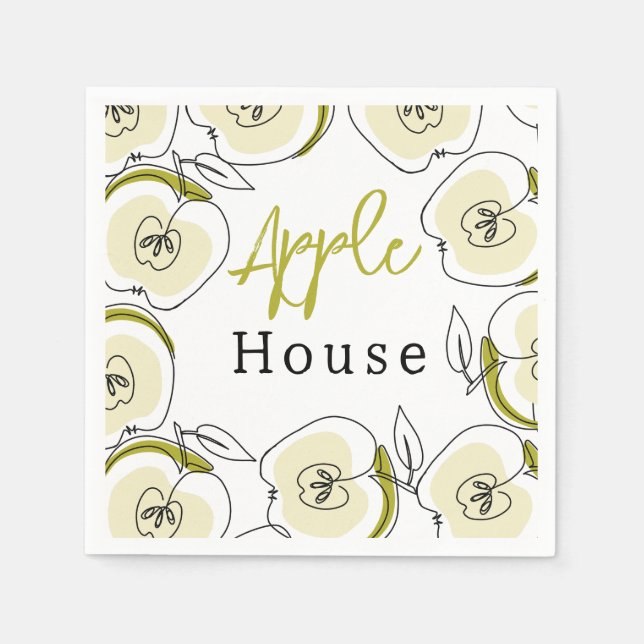 Paper Napkin with  apple drawn. (Front)