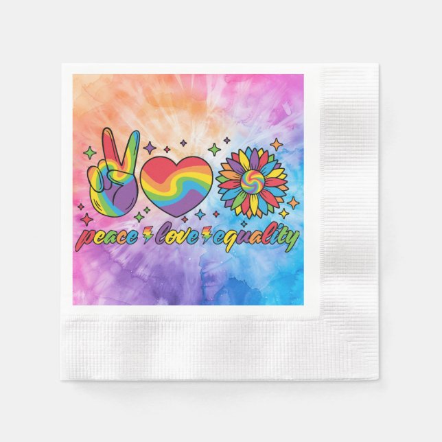 Paper Napkin with peace love equality (Front)